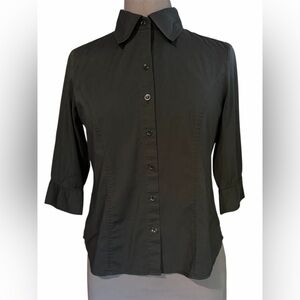 🎀5 for $25🎀  Apostrophe Petite Black Button-Up Collared Blouse